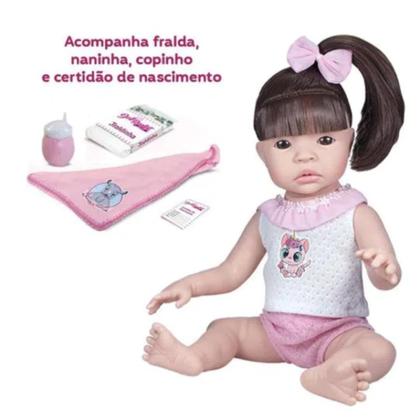 Imagem de Bebê Reborn Morena Boneca Realista Pode Dar Banho E Itens