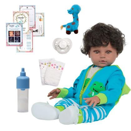 Imagem de Bebê Reborn Negro 100% Vinil Menino Sapinho com Kit Itens