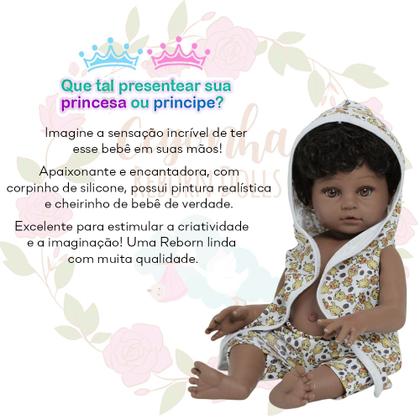 Imagem de Bebê Reborn Negro Cabelo Cacheado Saída de Banho Girafinha