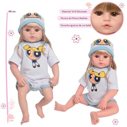 Imagem de Bebê Reborn Realista 100% Silicone Cabelo Loiro Kit Completo