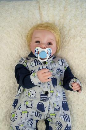 Imagem de Bebê reborn realista artesanal menino loiro corpo de tecido