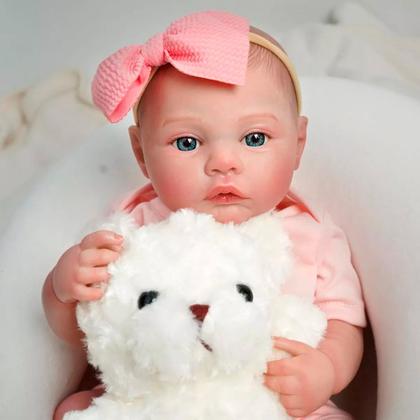 Imagem de Bebê Reborn Realista Brastoy Boneca de Silicone Kit Conjunto de Roupa Chupeta Mamadeira e Pelúcia Original Completo