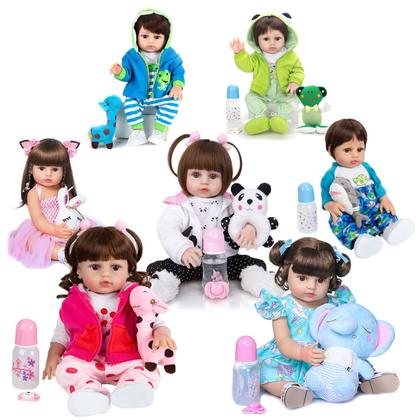 Imagem de Bebê Reborn Realista Brastoy Boneca ou Boneco Silicone Kit Conjunto de Roupa Chupeta Mamadeira e Pelúcia Original Completo