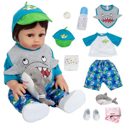 Imagem de Bebê Reborn Realista Brastoy Boneca ou Boneco Silicone Kit Conjunto de Roupa Chupeta Mamadeira e Pelúcia Original Completo