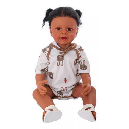 Imagem de Bebê Reborn Realista Brastoy Boneca ou Boneco Silicone Kit Conjunto de Roupa Chupeta Mamadeira e Pelúcia Original Completo