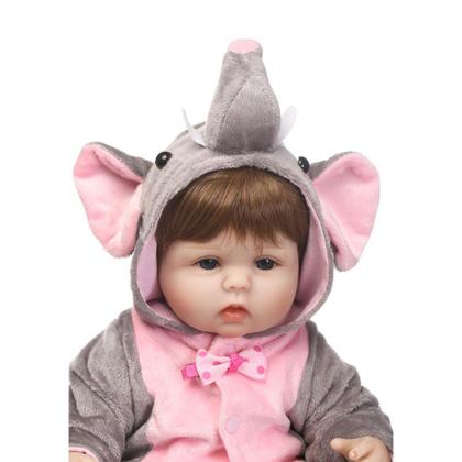 Imagem de Bebê Reborn Realista Brastoy Boneca ou Boneco Silicone Kit Conjunto de Roupa Chupeta Mamadeira e Pelúcia Original Completo