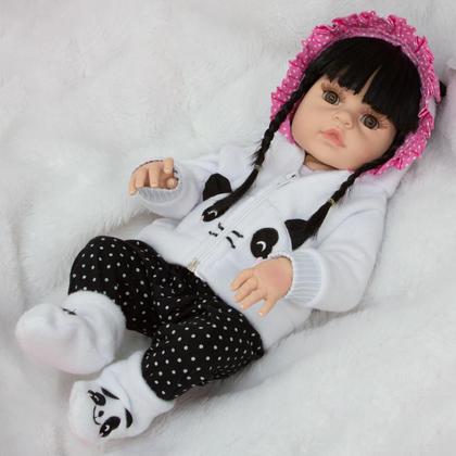 Imagem de Bebe Reborn Realista Enxoval Panda 30 Frases Envio Imediato