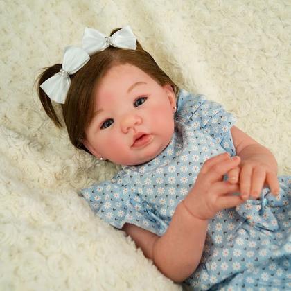 Imagem de Bebê reborn realista menina com chupeta corpo silicone banho