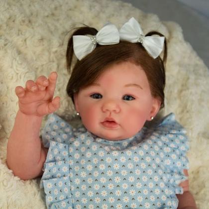 Imagem de Bebê reborn realista menina com chupeta corpo silicone banho