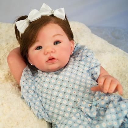 Imagem de Bebê reborn realista menina com chupeta corpo silicone banho