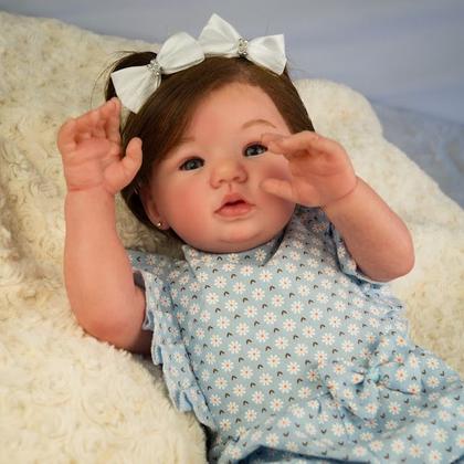 Imagem de Bebê reborn realista menina com chupeta corpo silicone banho