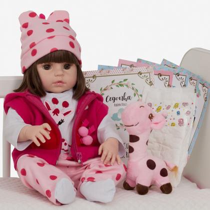 Imagem de Bebe Reborn Realista Menina Girafinha Pode Dar Banho 46cm Envio imediato barata