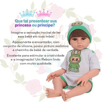 Imagem de Bebê Reborn Realista Menino Roupinha Labubu + Acessórios