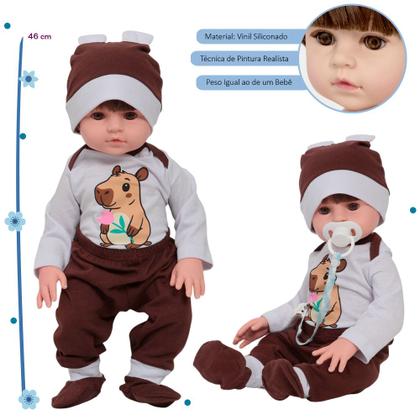 Imagem de Bebê Reborn Realista Menino Silicone Kit Capivara Acessórios