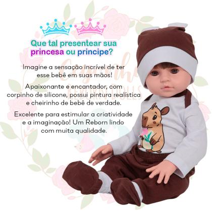 Imagem de Bebê Reborn Realista Menino Silicone Kit Capivara Acessórios