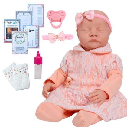 Imagem de Bebê Tipo Reborn Menina Lívia 100% Vinil Siliconado Enxoval