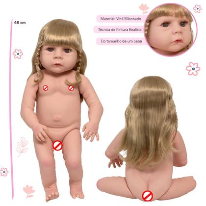 Imagem de Bebê Tipo Reborn Menina Loira Fofinha Com Enxoval 13 Itens