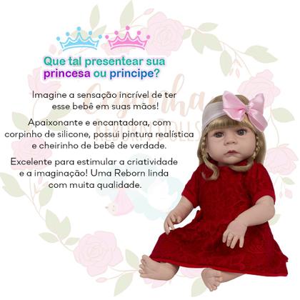 Imagem de Bebê Tipo Reborn Menina Loira Fofinha Com Enxoval 13 Itens