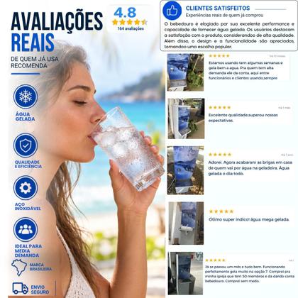 Imagem de Bebedouro Água Industrial Inox Adesivado 25 Litros 2 Torneiras Geladas Blue Mais Filtro