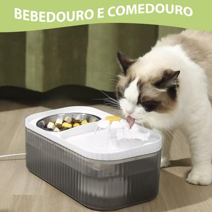 Imagem de Bebedouro Comedouro Flor Gato Cachorro Filtro Agua Potavel Raçao Comida Silencioso Saudavel Bem Estar