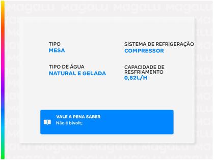 Imagem de Bebedouro de Água Esmaltec de Mesa Refrigerado por Compressor Stilo Black EGM30 220v