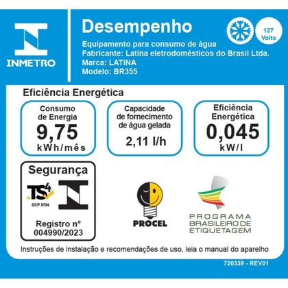 Imagem de Bebedouro de Água Gelada Latina BR355 Branco e Fumê 127V