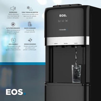 Bebedouro de Coluna para Garrafão Inferior EOS Mineralle com Compressor Preto EBC02CP 110V Imagem de Bebedouro de Coluna para Garrafão Inferior EOS Mineralle com Compressor Preto EBC02CP 110V