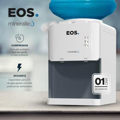 Imagem de Bebedouro de Mesa para Garrafão EOS Mineralle Compacto com Compressor Branco EBC03B 220V