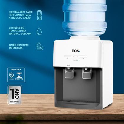 Imagem de Bebedouro de Mesa para Garrafão EOS Mineralle Eletrônico Branco EBE03B Bivolt