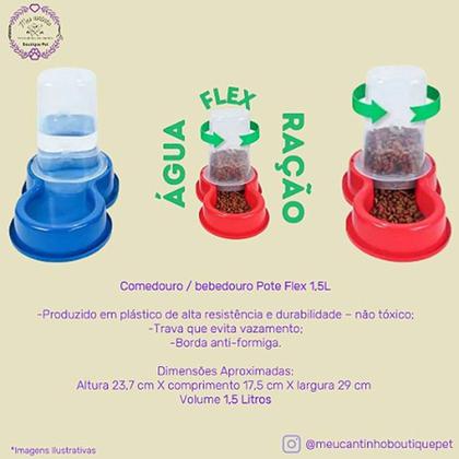 Imagem de bebedouro e comedouro automático  para pet cães cachorro gato 1,5l flex multiuso - Cores Sortidas