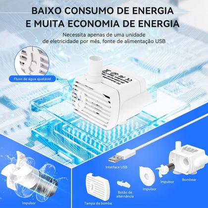 Imagem de Bebedouro Fonte de Agua Gato Cao Cachorro Pet 2 Litros Animal de Estimaçao Filtro USB Agua Fresca Automatico Silencioso