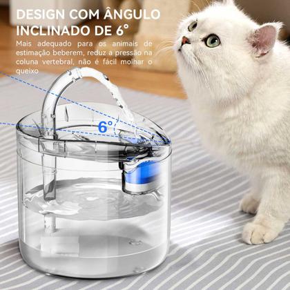 Imagem de Bebedouro Fonte de Agua Gato Cao Cachorro Pet 2 Litros Animal de Estimaçao Filtro USB Agua Fresca Automatico Silencioso