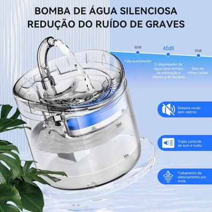Imagem de Bebedouro Fonte de Agua Gato Cao Cachorro Pet 2 Litros Animal de Estimaçao Filtro USB Agua Fresca Automatico Silencioso