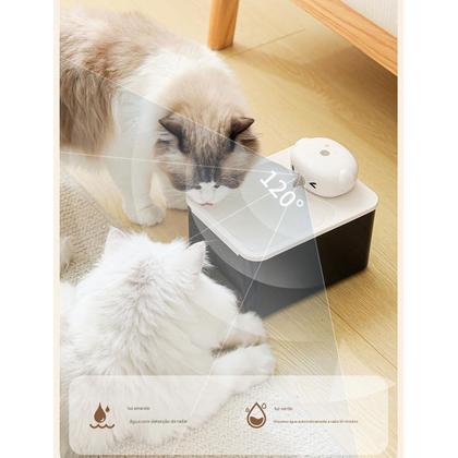 Imagem de Bebedouro Fonte de Agua Gato Cao Pet Cachorro Felino Animal de Estimaçao 2 Modos Sensor Presença Luz UV Silencioso USB Bateria Recarregavel Automatico