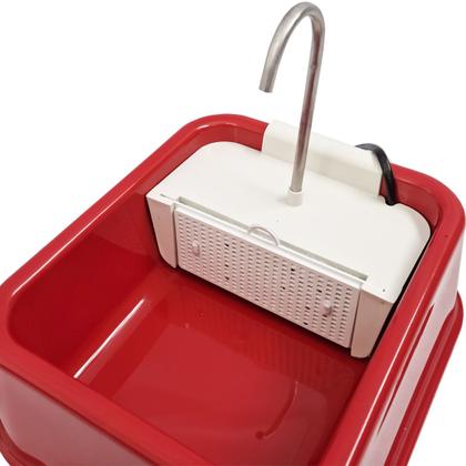Imagem de Bebedouro Fonte Gatos Cachorros Cães 1,5L Filtro Carvão Ativado Bivolt Quadrada Furacão Pet Azul