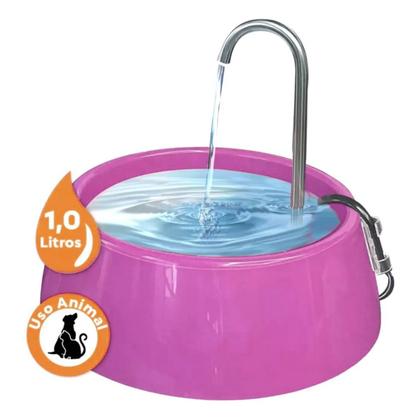 Imagem de Bebedouro Fonte Pet Gatos Cães Automatico Bivolt 1lt Rosa