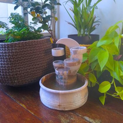 Imagem de Bebedouro Gato Fonte Lua 3 Quedas Cascata Chafariz Artesanal