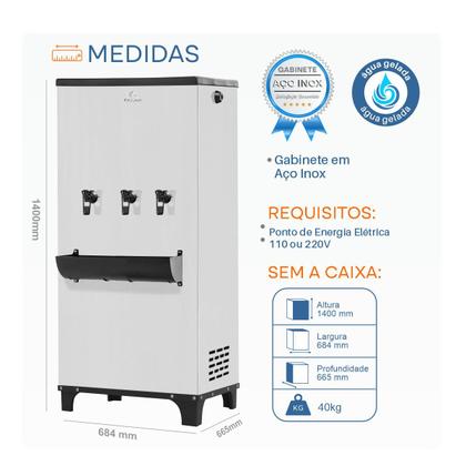 Imagem de Bebedouro Industrial 100 Litros Coluna Aço Inox 3 Torneiras Karina