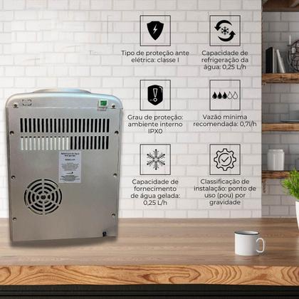Imagem de Bebedouro Refrigerado Água Gelada Natural Galão Garrafão Mesa Eletrônico Prata Importway Iwbar