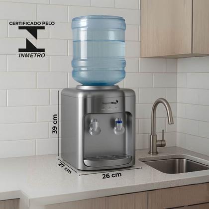 Imagem de Bebedouro Refrigerado Água Gelada Natural Galão Garrafão Mesa Eletrônico Prata Importway Iwbar