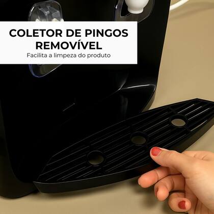 Imagem de Bebedouro Refrigerado Água Gelada Natural Galão Garrafão Mesa Eletrônico Preto 220V Importway Iwbar