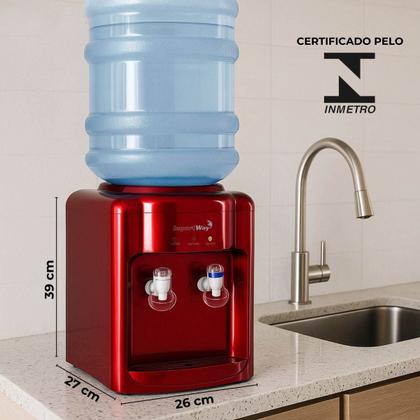 Imagem de Bebedouro Refrigerado Água Gelada Natural Mesa Galão Garrafão Eletrônico 220V Vermelho V-Iwbar