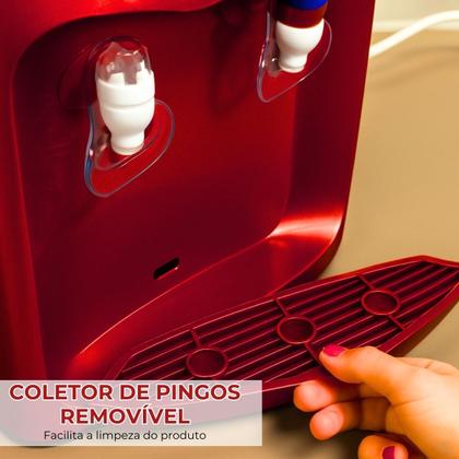 Imagem de Bebedouro Refrigerado Água Gelada Natural Mesa Galão Garrafão Eletrônico 220V Vermelho V-Iwbar