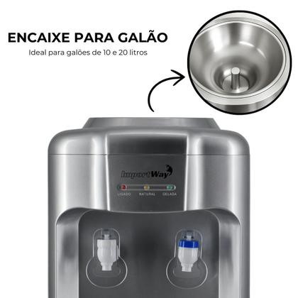 Imagem de Bebedouro Refrigerado Agua Gelada Normal Garrafão 220v Prata