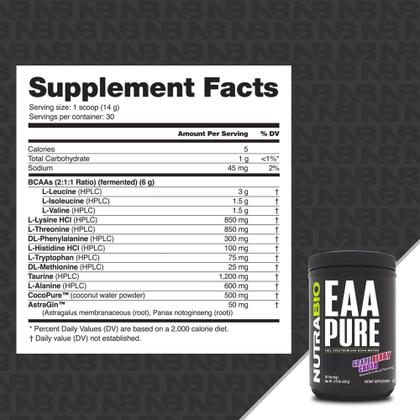 Imagem de Bebida de aminoácidos NutraBio EAA Pure 30 porções de uva