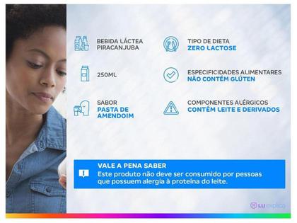 Imagem de Bebida Láctea Piracanjuba Whey Zero Lactose Pasta de Amendoim com 23g de Proteína 250ml