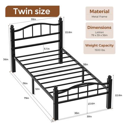 Imagem de Bed Frame Blbeed Twin Metal Noise Free Storage Black