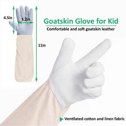 Imagem de Bee Suit LONGADS para crianças com luvas de pele de cabra e capuz de ventilação