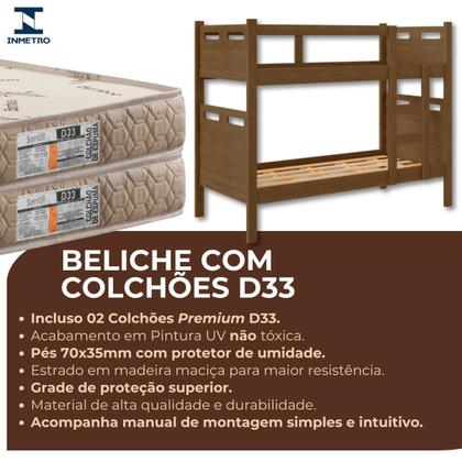 Imagem de Beliche Barreto Vira Duas Camas com 2 Colchões D33 Gold