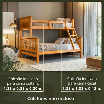 Imagem de Beliche C/ Cama Casal/Solteiro Madeira Maciça Woodstore Mel